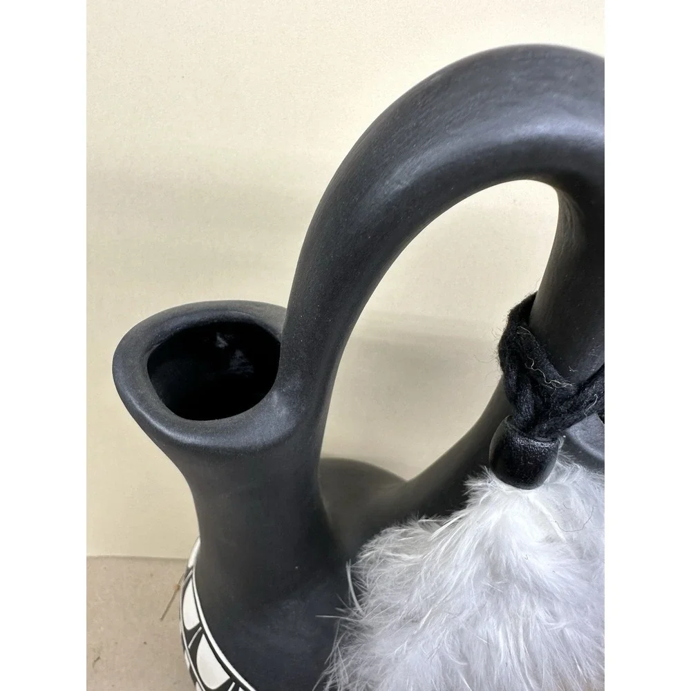 Vintage White Feather Studios DORN Arizona Pottery Wedding Vase Feathers